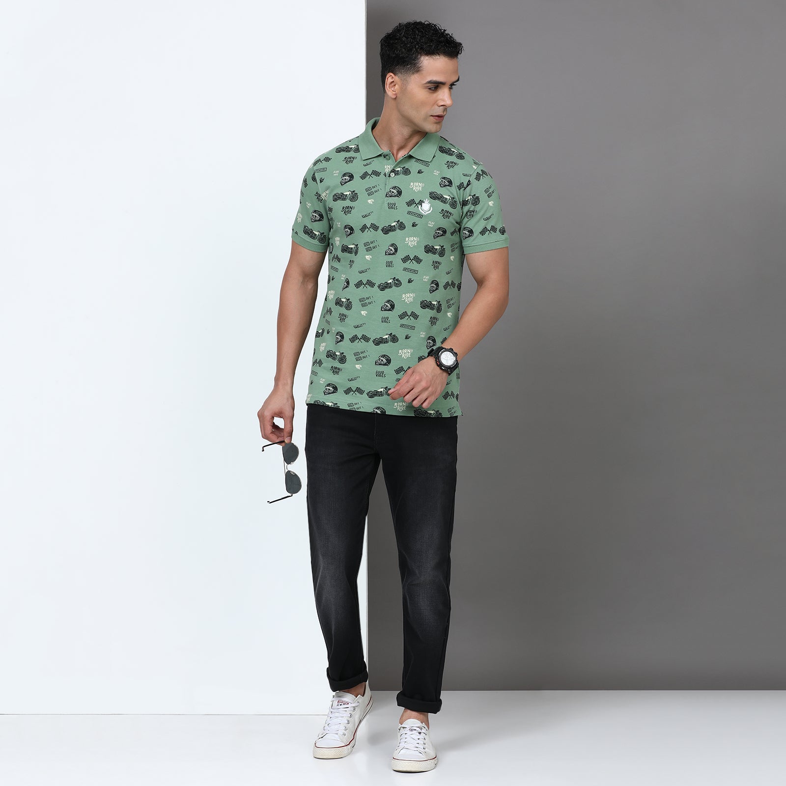 Slim Fit Printed Polo T-Shirt