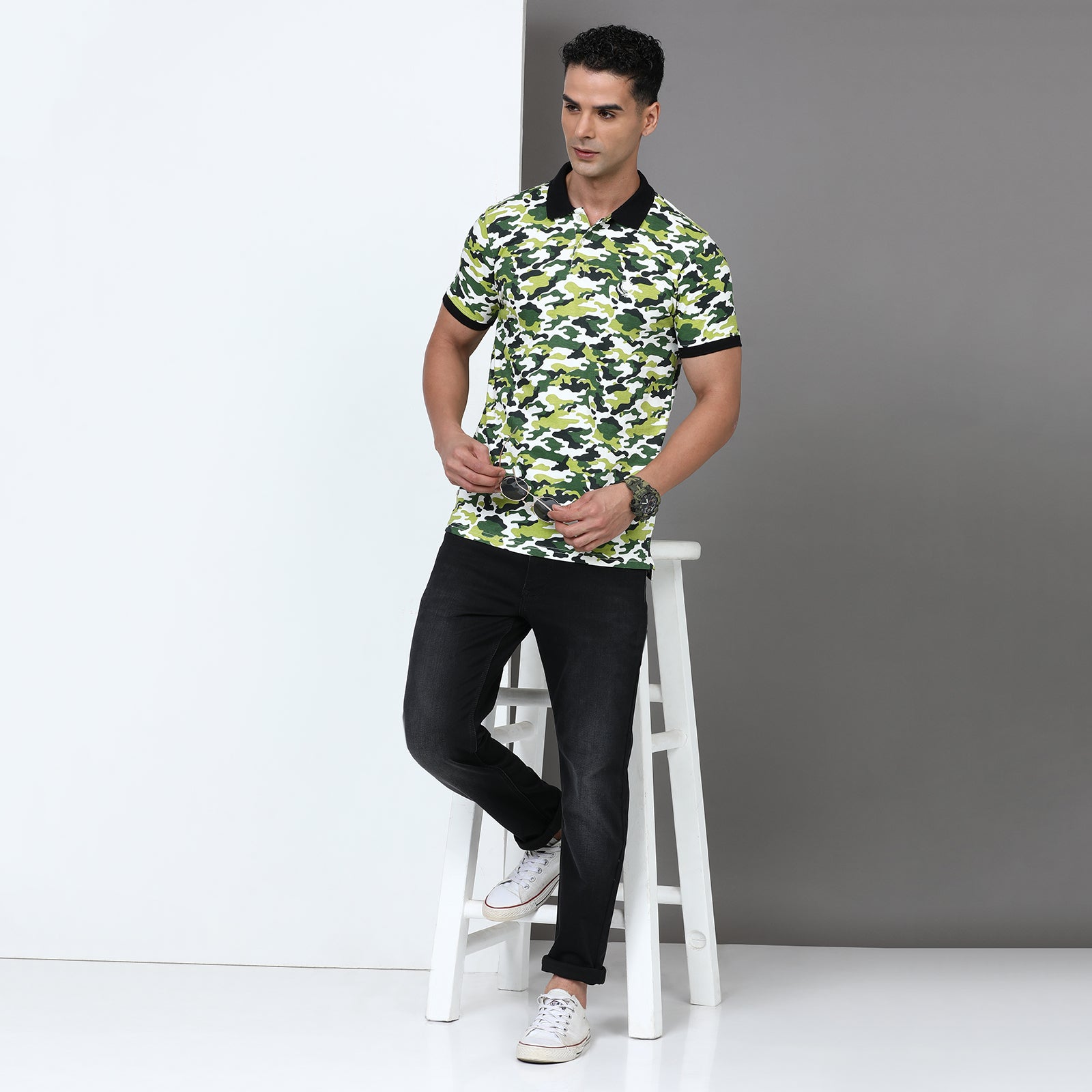 Slim Fit Printed Polo T-Shirt