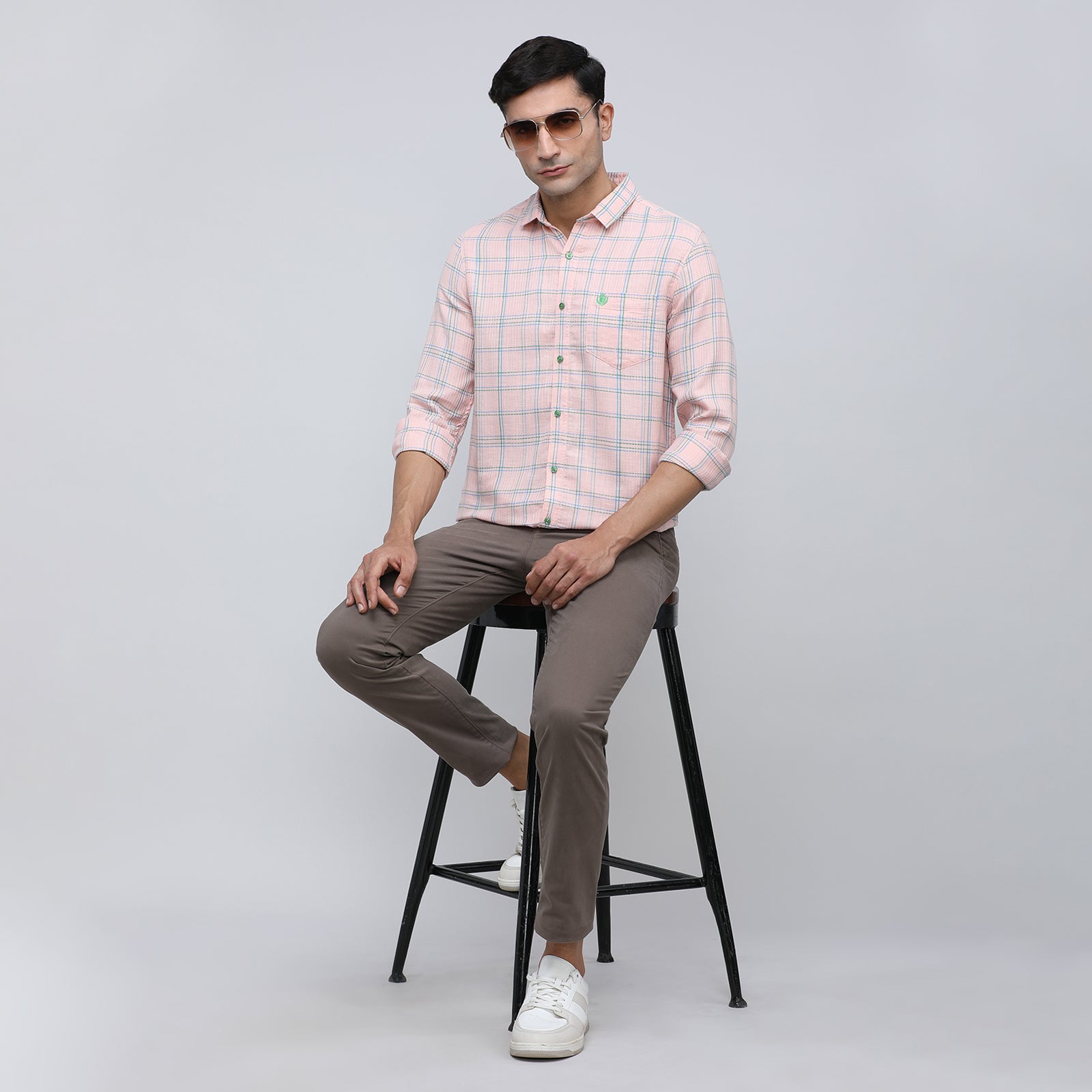 Indo Cotton Men's Checkered Full Sleeve Shirt