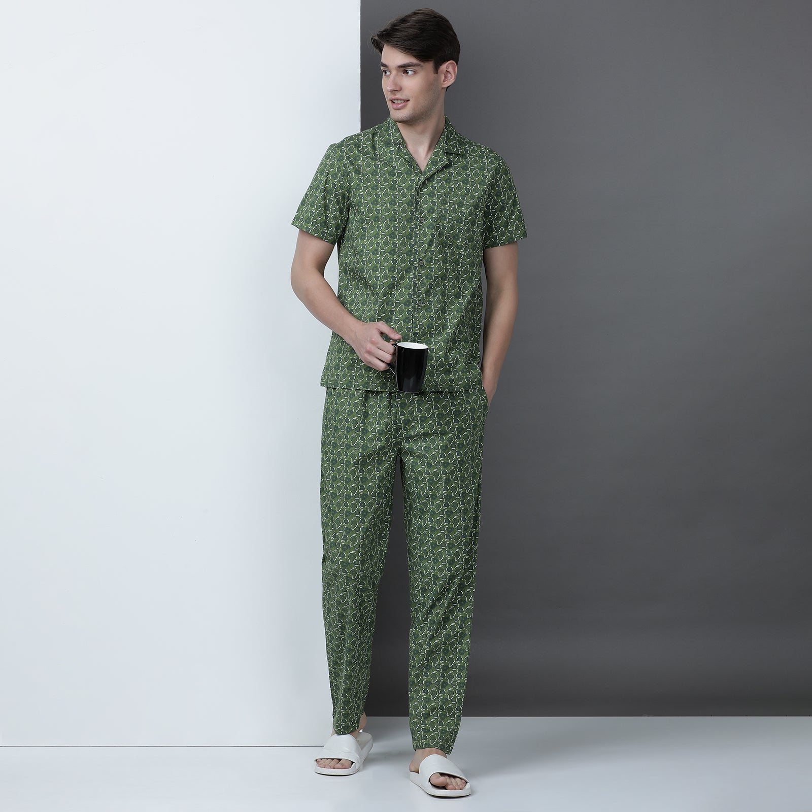 Green Printed Lounge Wear Set