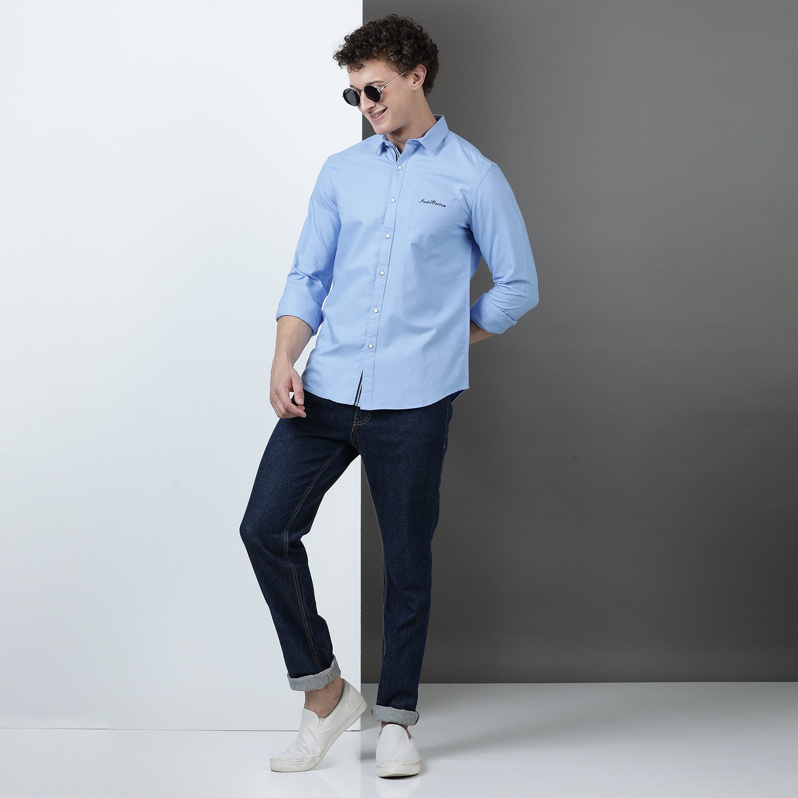 Blue Solid Full Sleeve Shirt