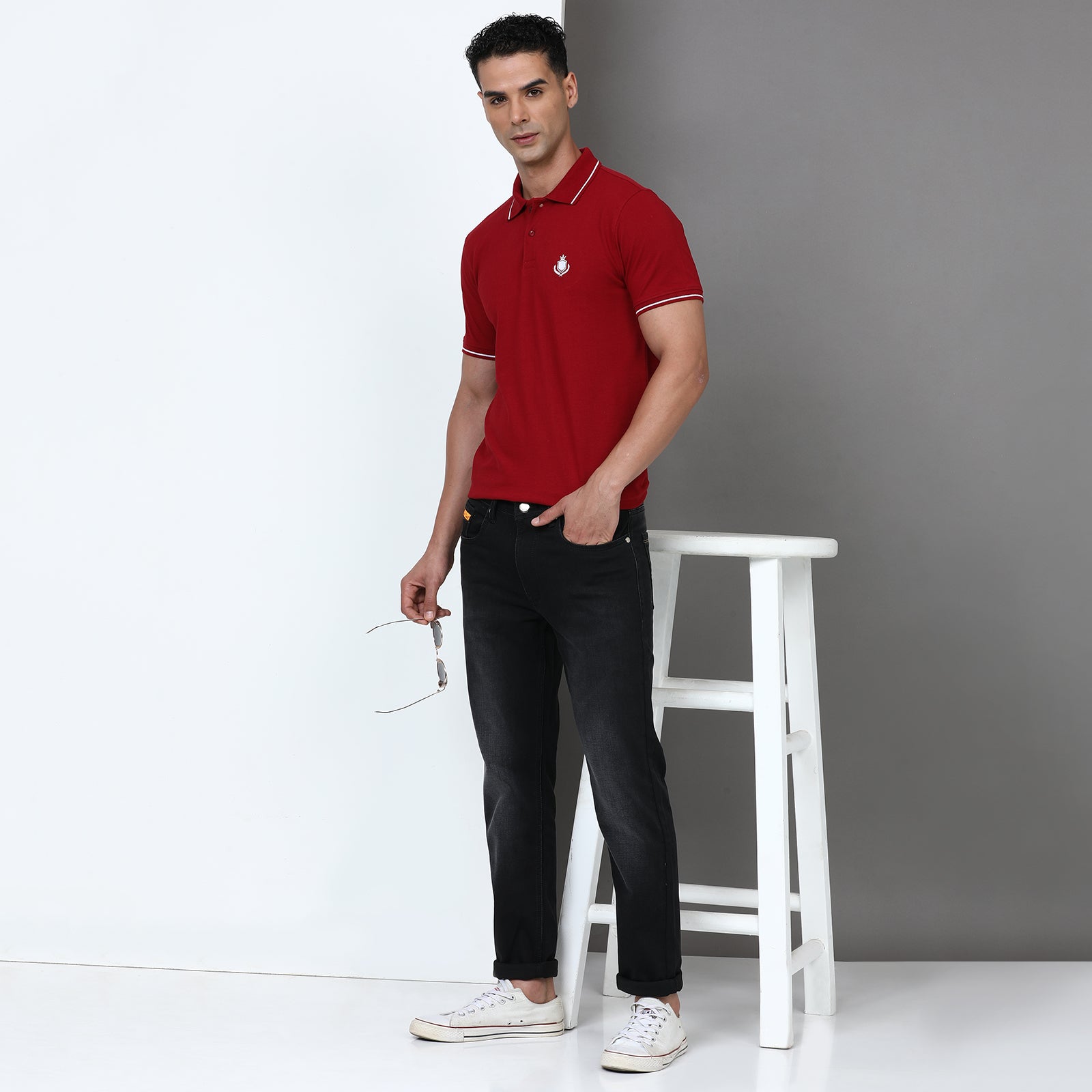 Solid Men Slim Fit Polo T-Shirt