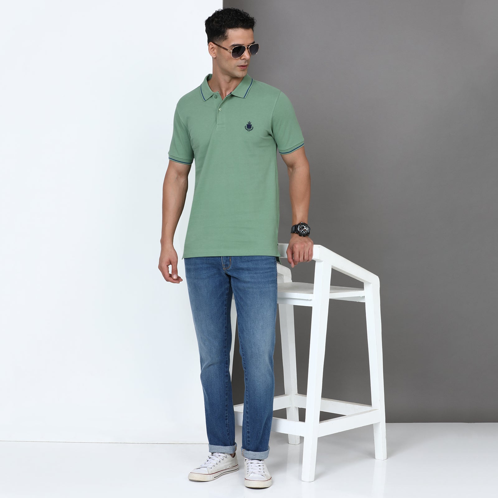 Solid Men Slim Fit Polo T-Shirt