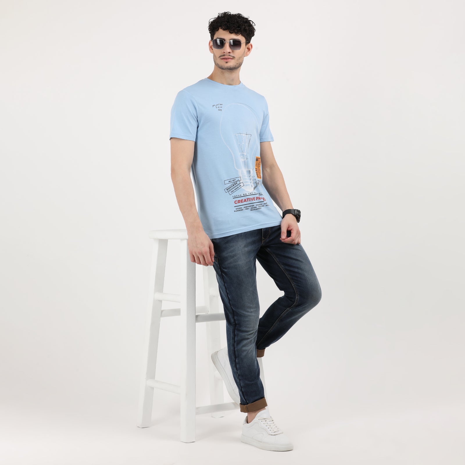 Powder Blue Men's Creative Process Bulb Graphic Tee