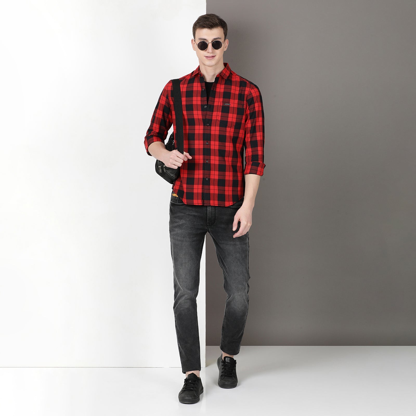 Black & Red Full Sleeve Checks Shirt