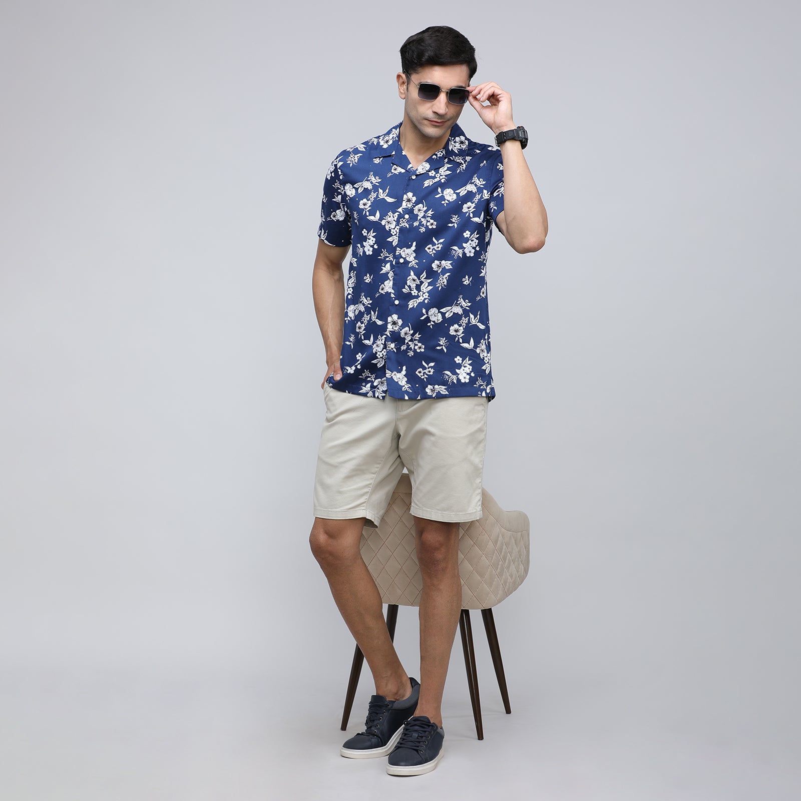 Indo Cotton Men's Printed Half Sleeve Shirt