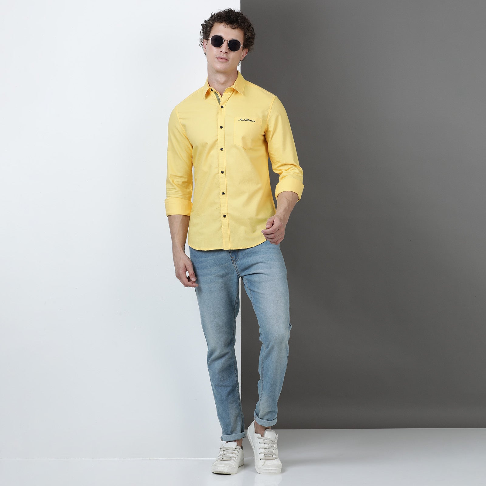 Yellow Solid Full Sleeve Shirt