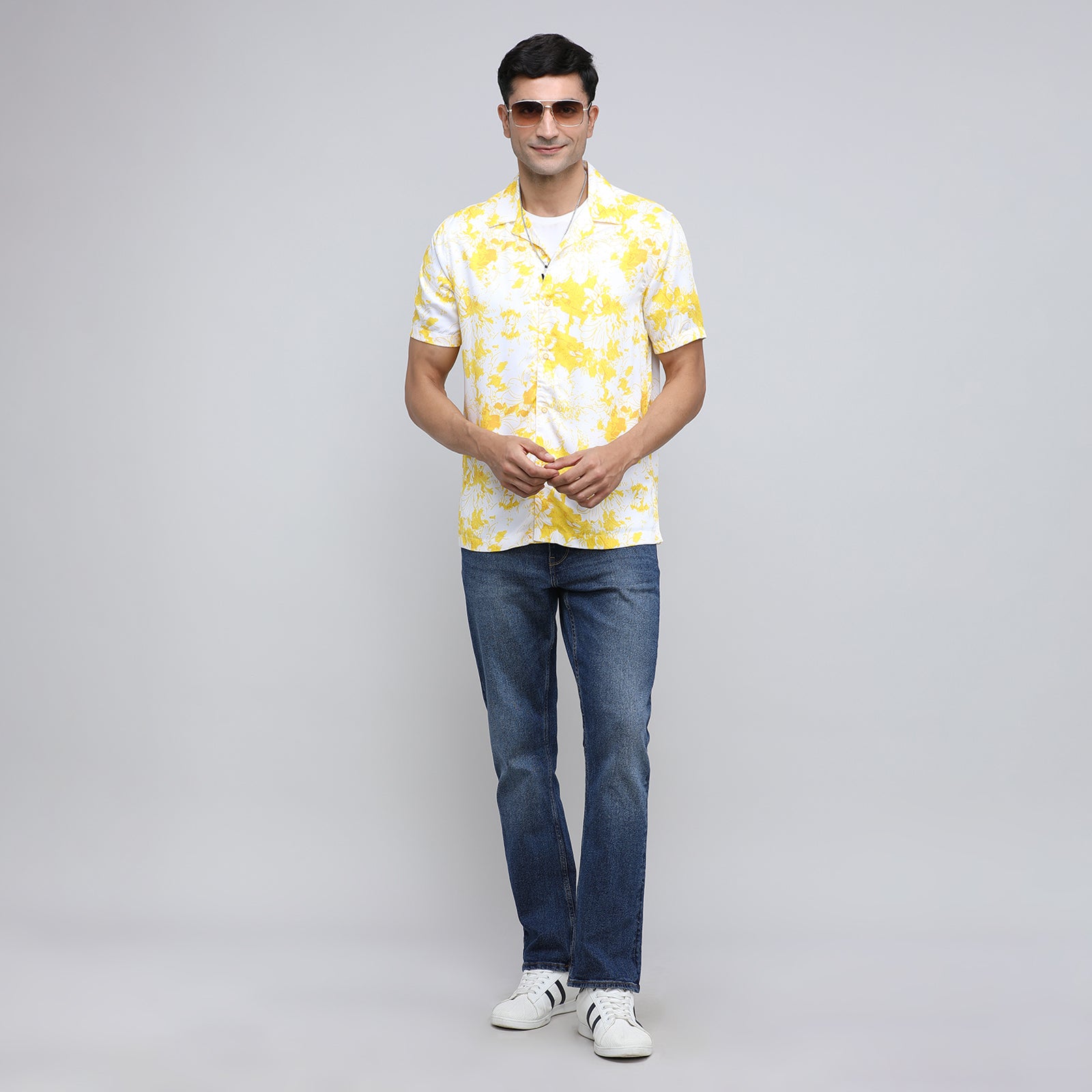 Indo Cotton Men's Printed Half Sleeve Shirt