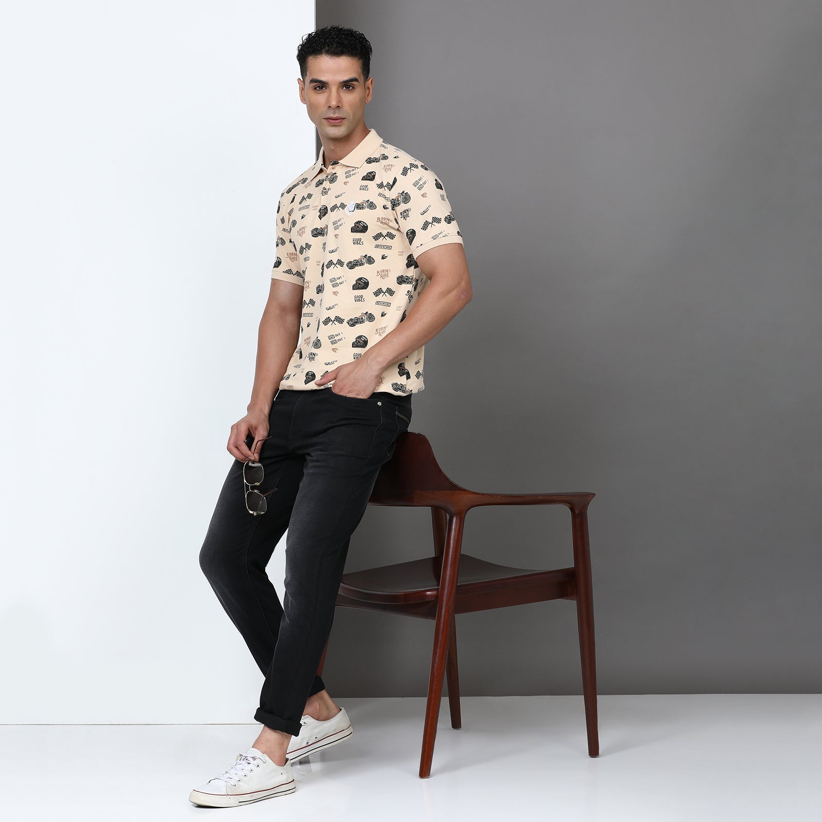 Slim Fit Printed Polo T-Shirt