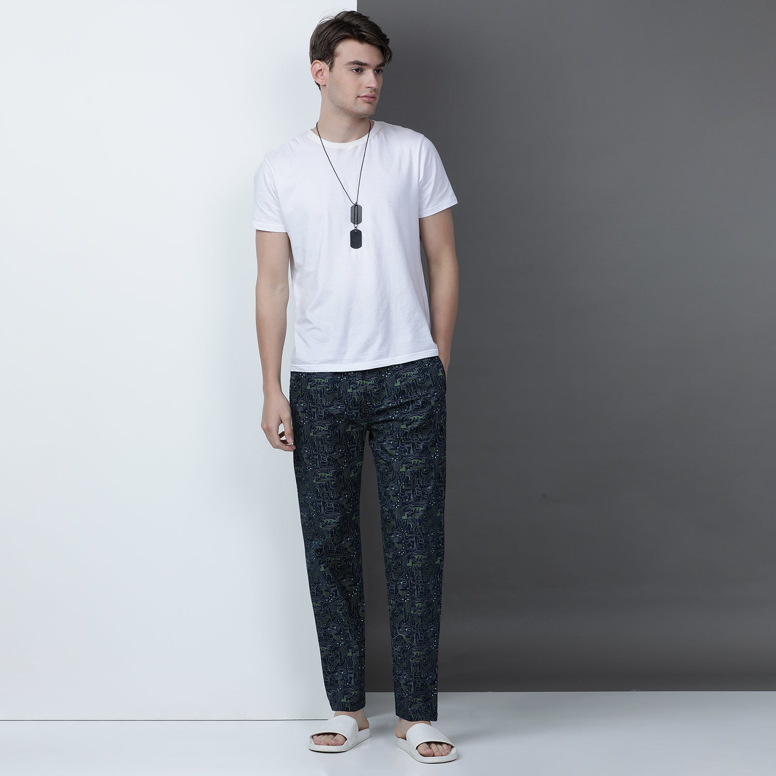 Navy Printed Lounge Pant