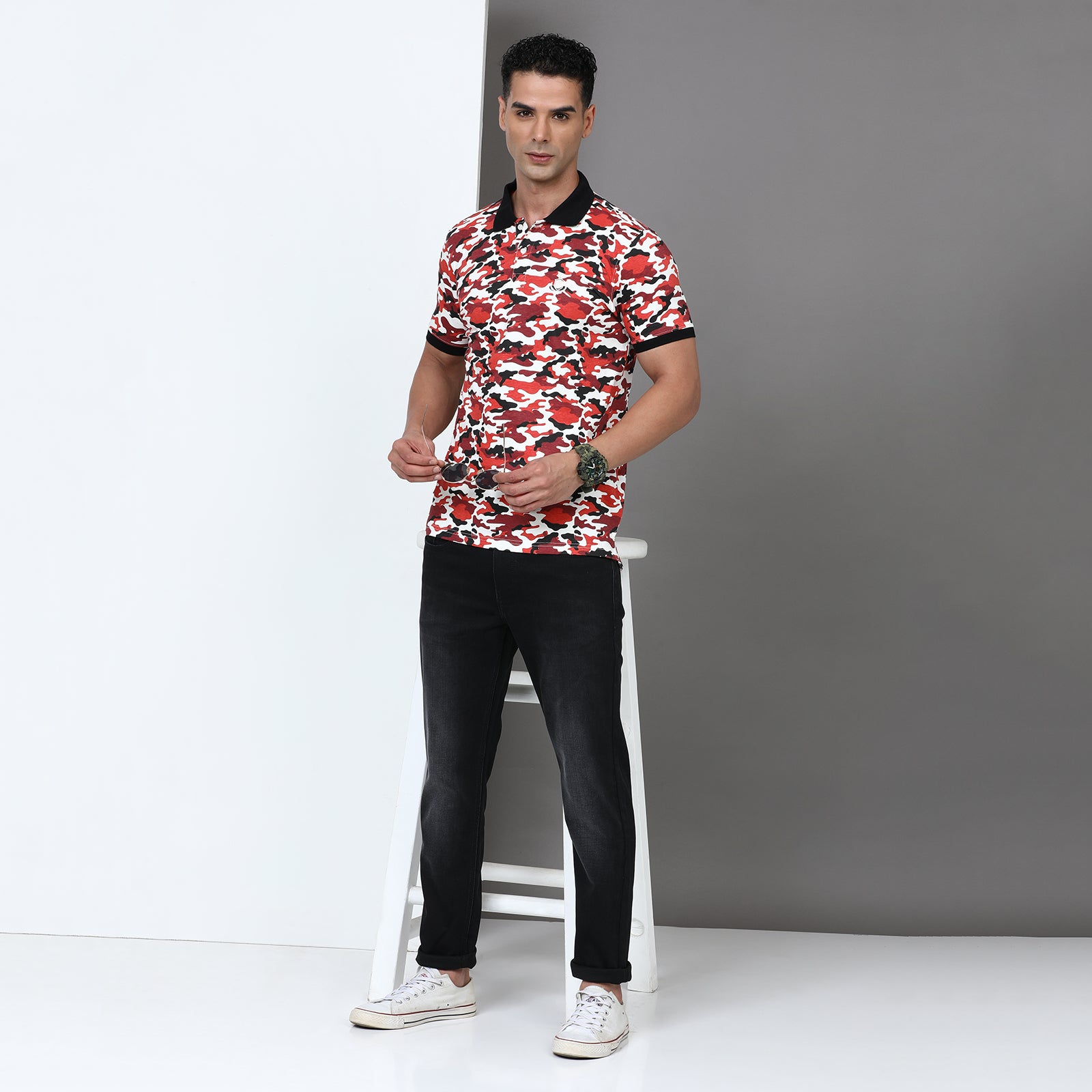 Slim Fit Printed Polo T-Shirt