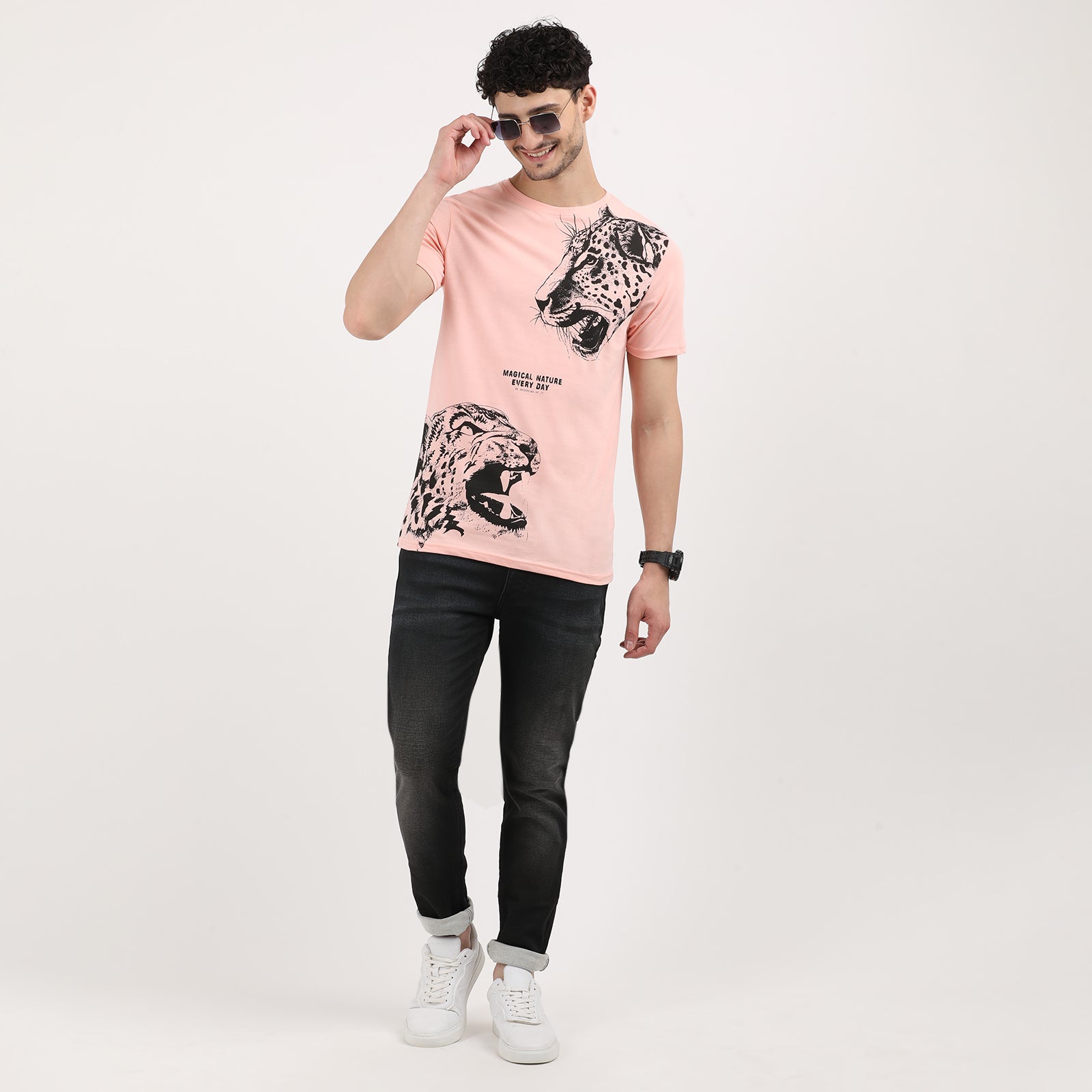 Impatiens Pink Roaring Style Leopard Print T-Shirt