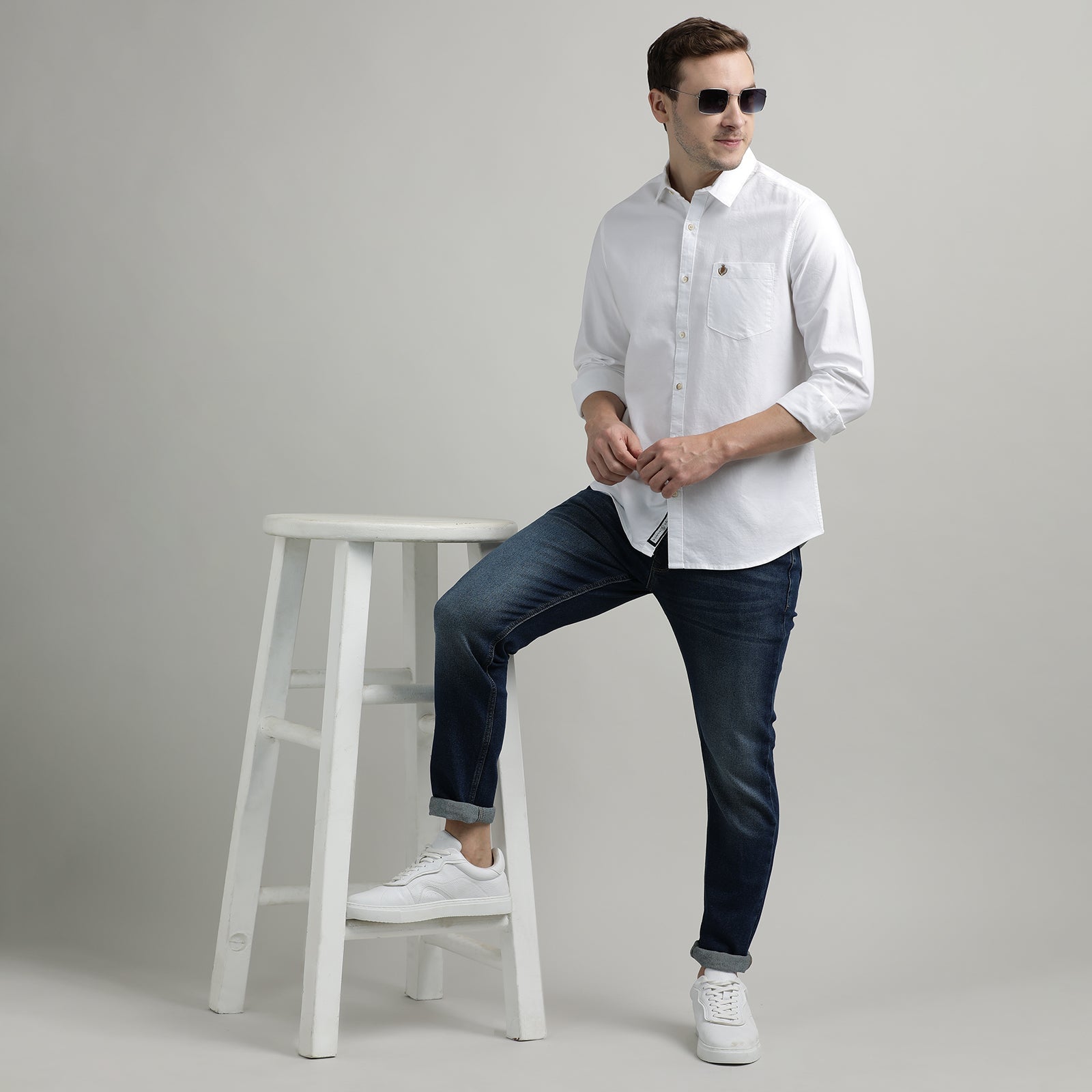 White Solid Full Sleeve Shirt