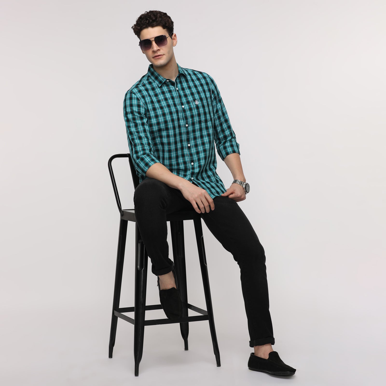 Men's Checkered Slim Fit Shirt With Patch Pocket