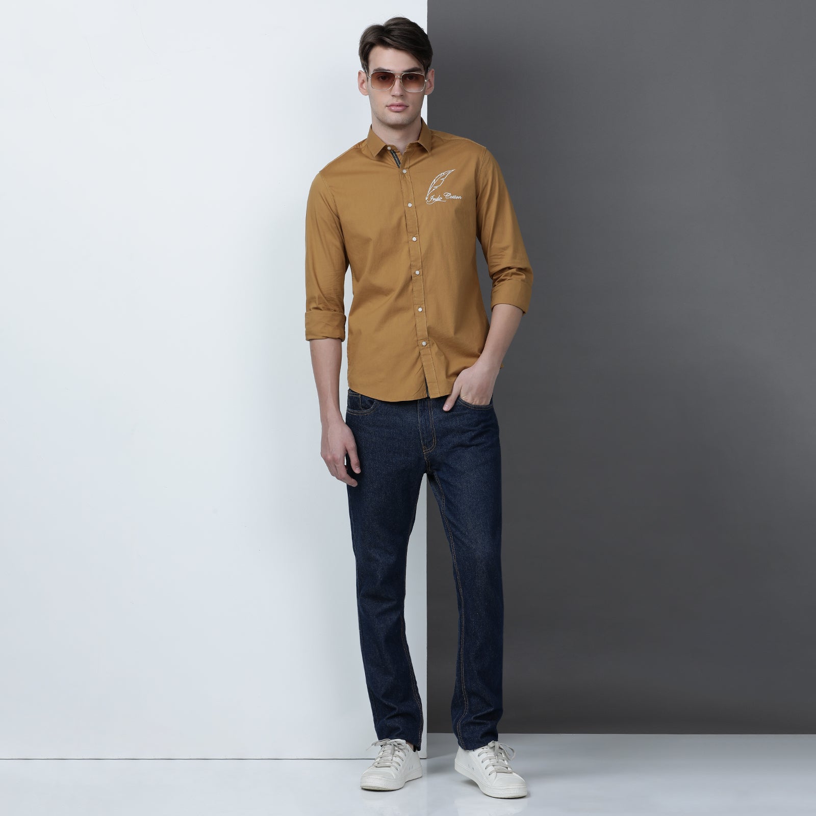 Mustard Solid Full Sleeve Shirt