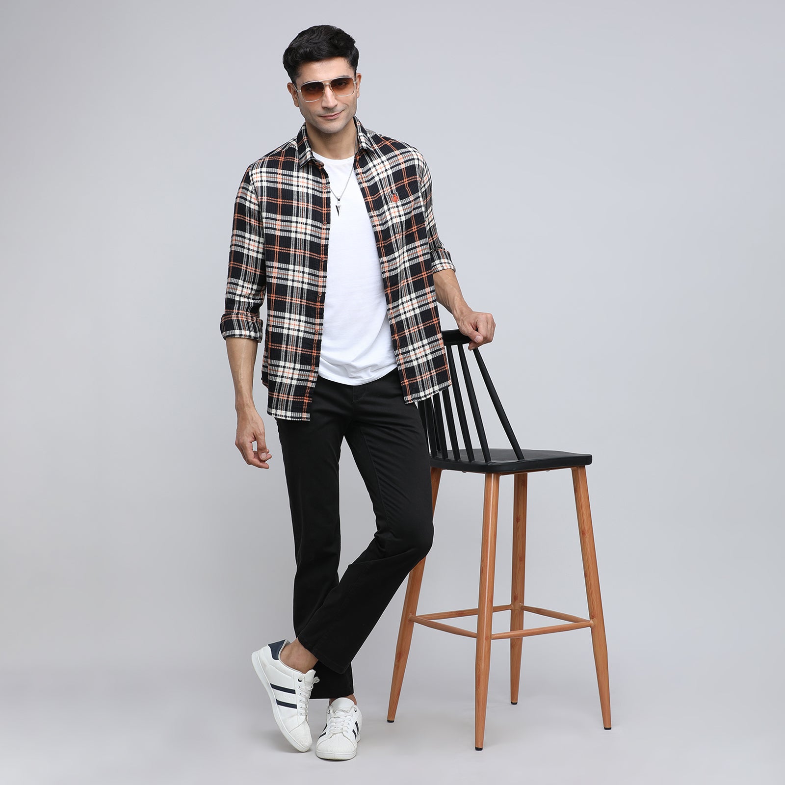 Indo Cotton Men's Checkered Full Sleeve Shirt