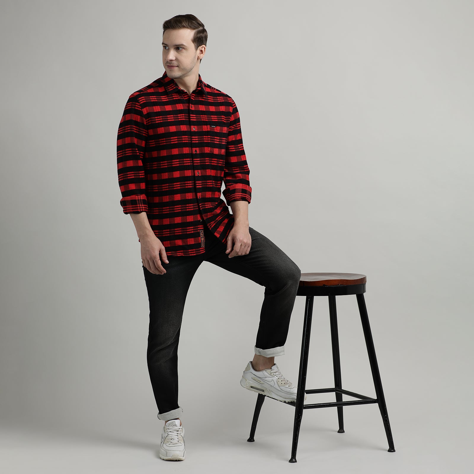 Black & Red Checks Full Sleeve Shirt