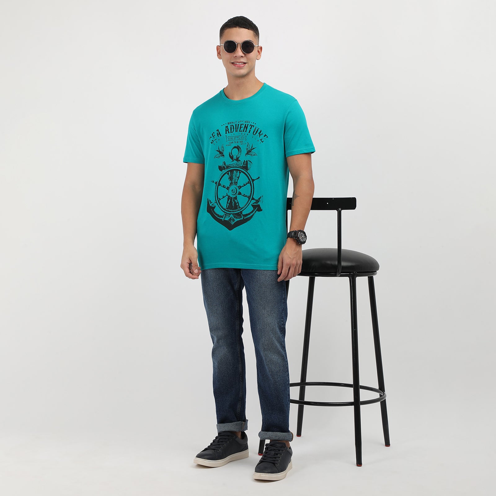 Blue Grass Sea Adventure Men's Graphic Printed Crew Neck t-Shirt