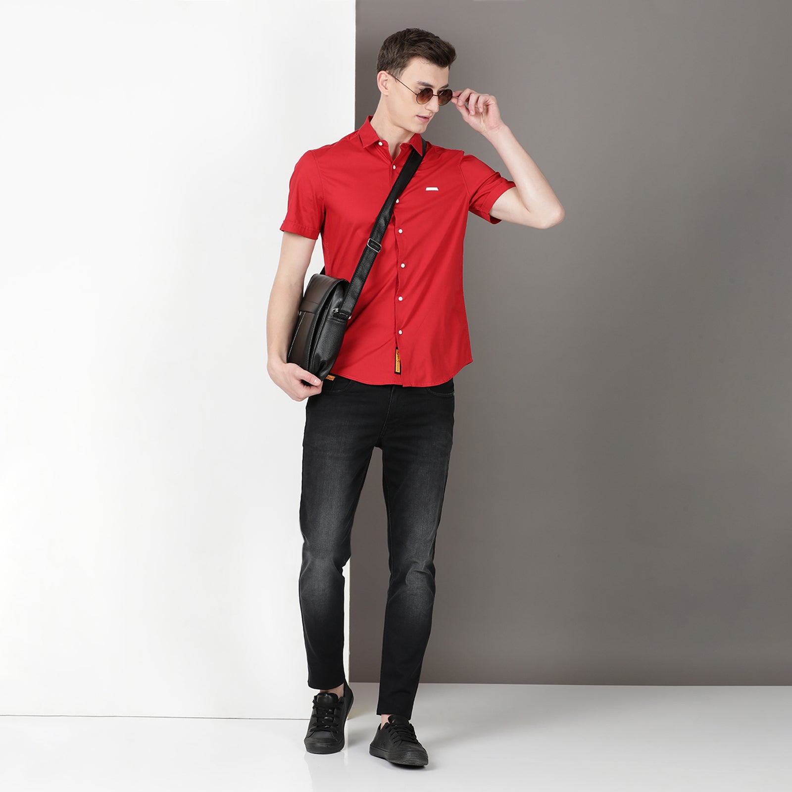 Red Solid Half Sleeve Shirt