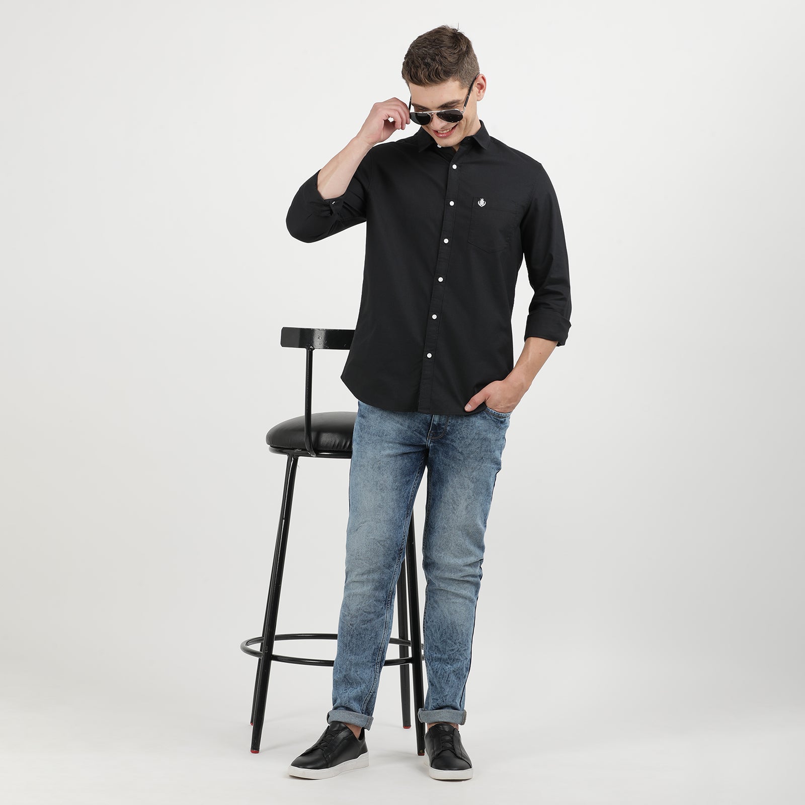 Jet Black Full Sleeve Casual Shirt