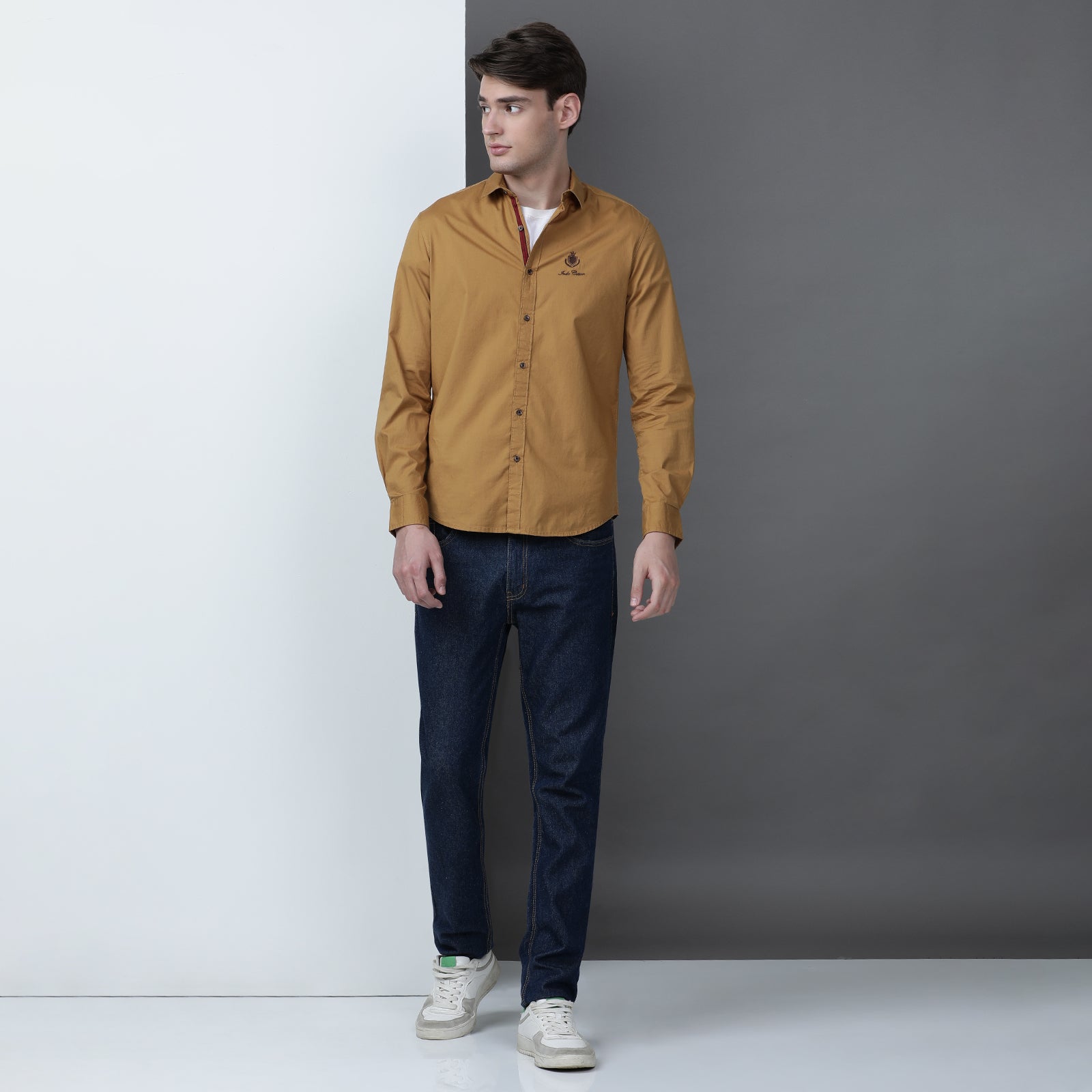 Mustard Solid Full Sleeve Shirt