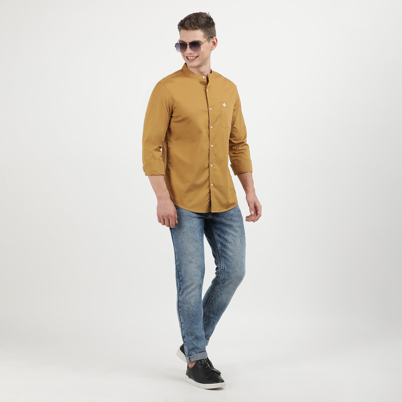 Khaki plain Full Sleeve Shirt-1