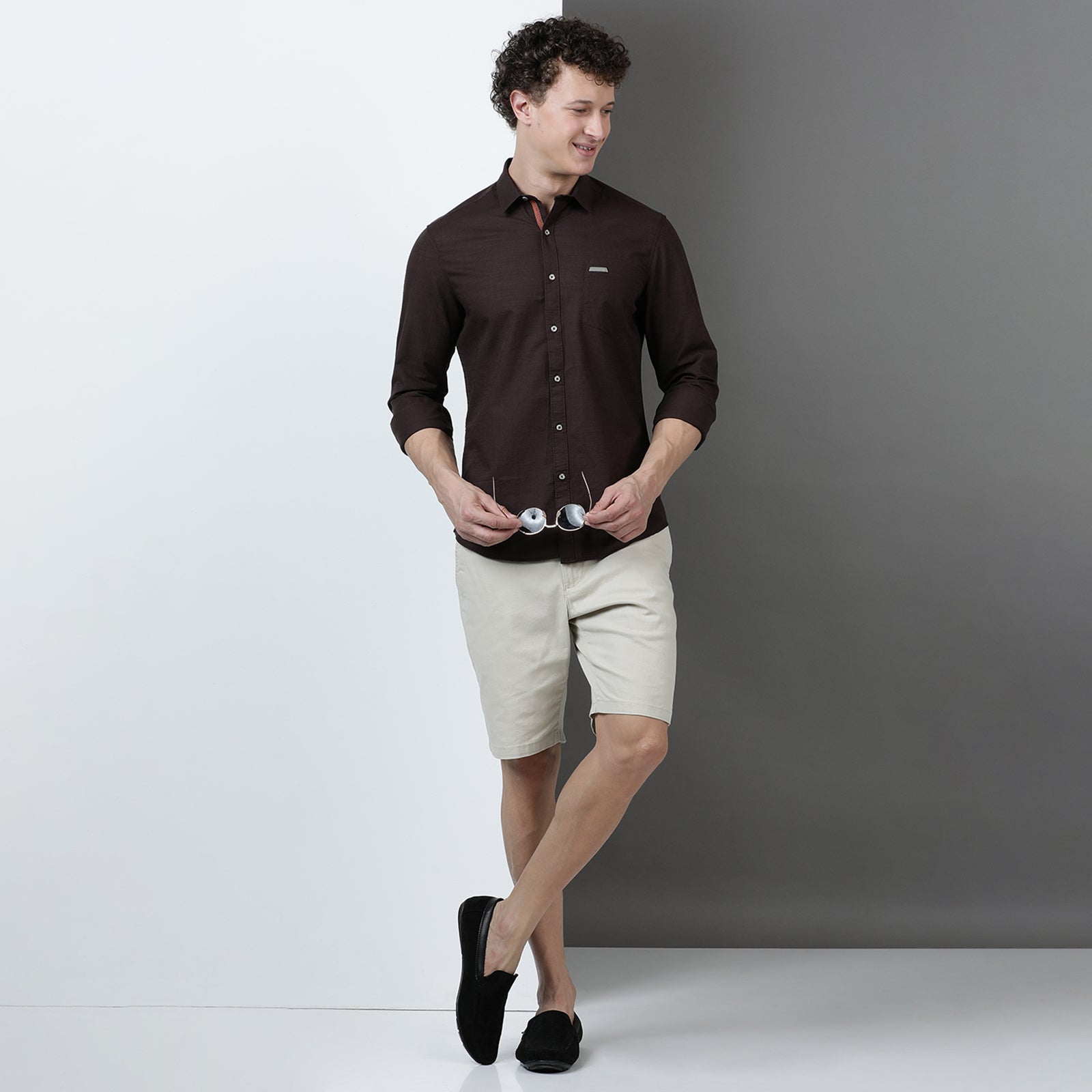 Coffee Solid Full Sleeve Shirt