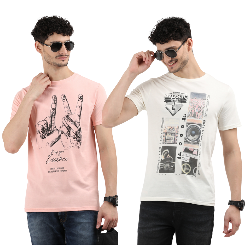 Men's Keep Your Essence & Vintage Music Festival Graphic T-Shirt Pack Of 2