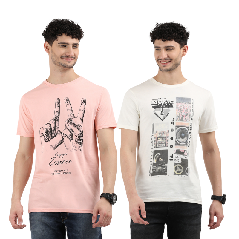 Men's Keep Your Essence & Vintage Music Festival Graphic T-Shirt Pack Of 2