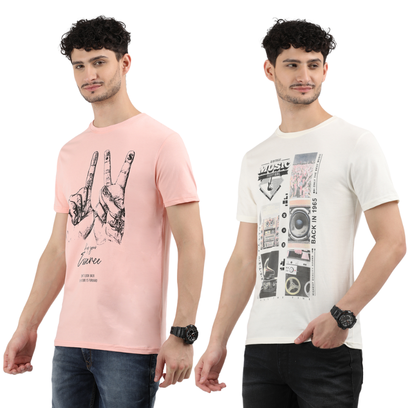 Men's Keep Your Essence & Vintage Music Festival Graphic T-Shirt Pack Of 2