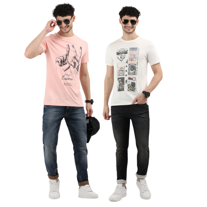 Men's Keep Your Essence & Vintage Music Festival Graphic T-Shirt Pack Of 2