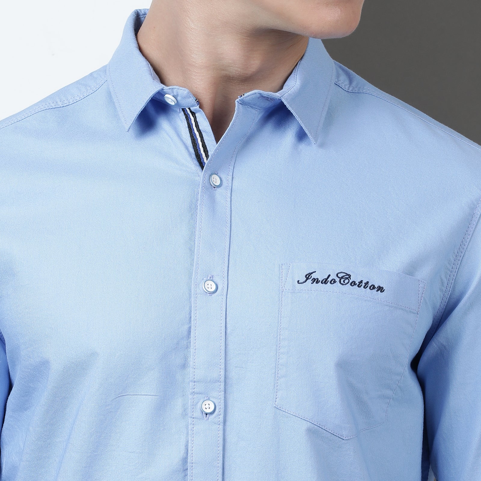 Blue Solid Full Sleeve Shirt