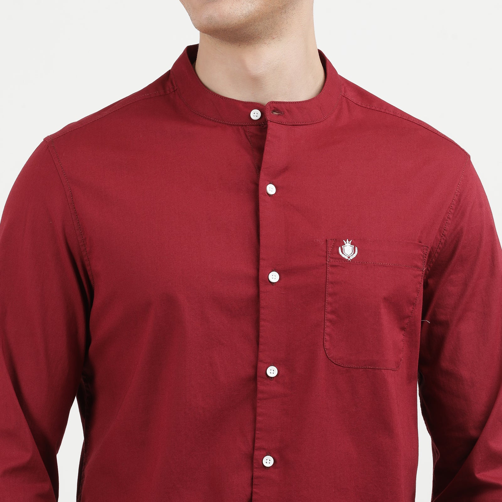 Stylish Tibetan Red Full Sleeve Mandarin Collar Shirt