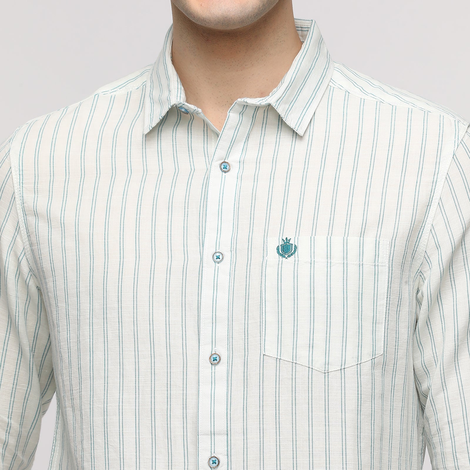 Men's Striped Regular Fit Shirt With Patch Pocket