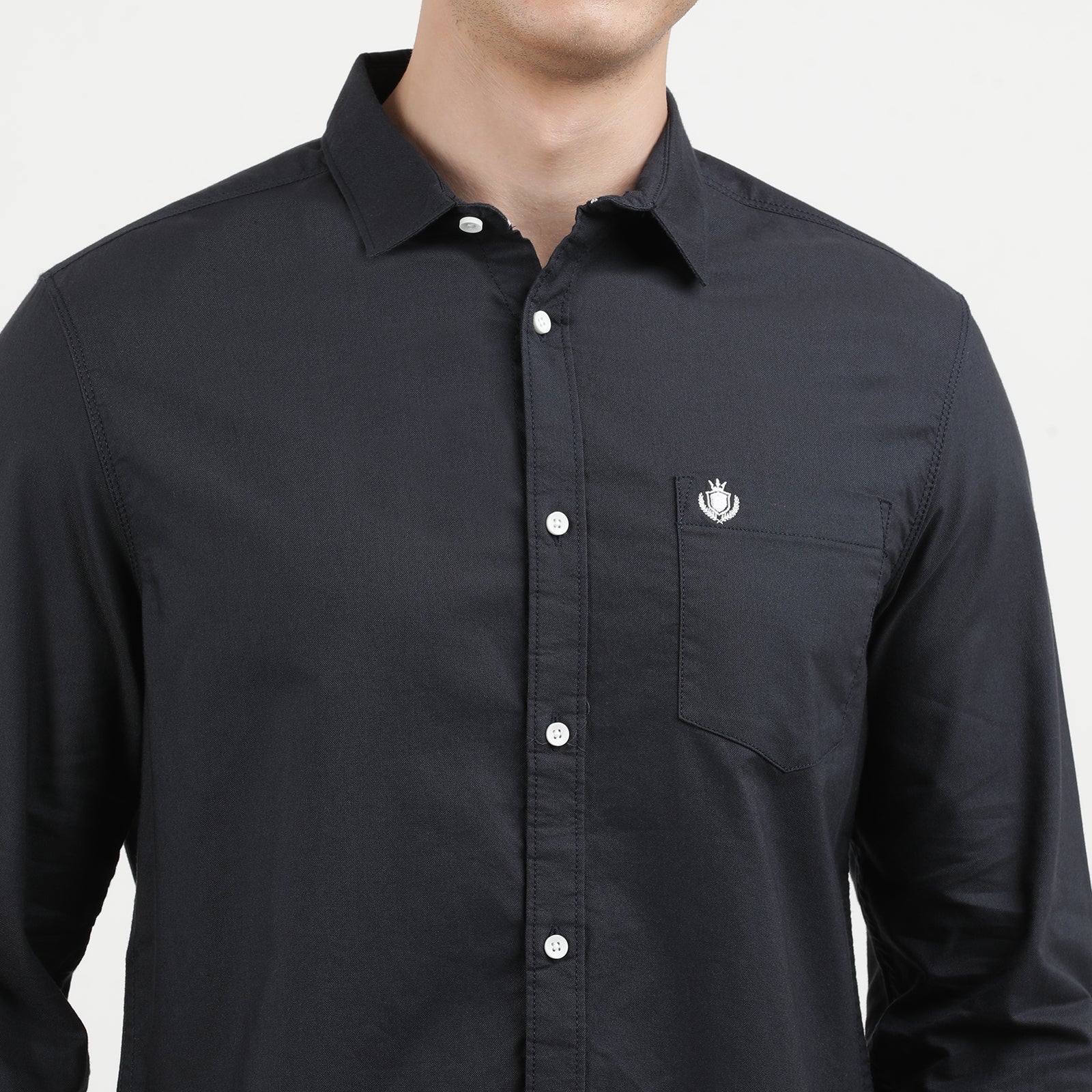 Dark Navy Solid Full Sleeve Casual Shirt