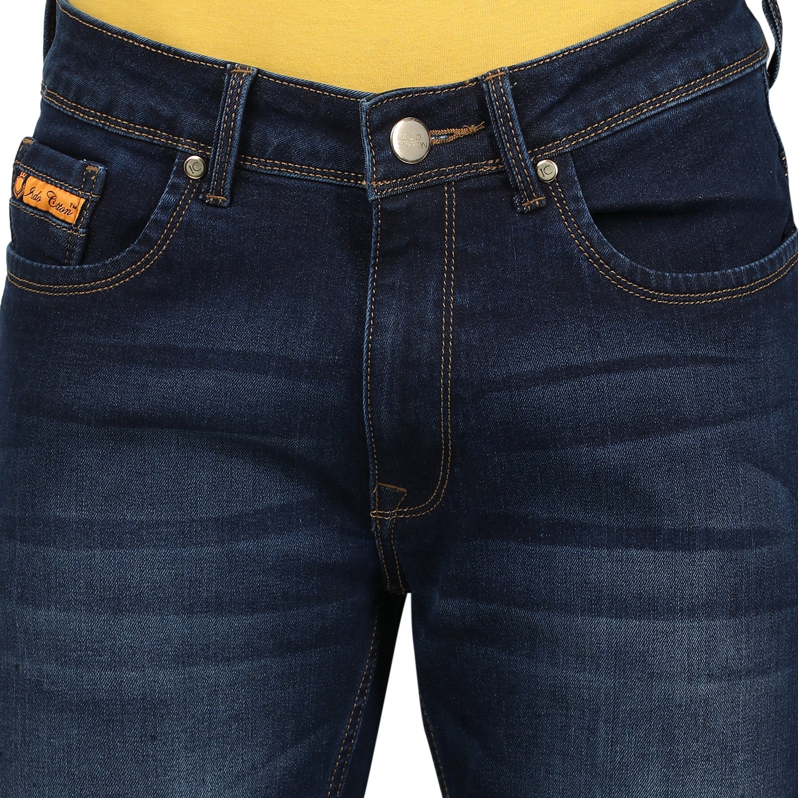 Navy Blue Light Wash Slim Fit Jeans