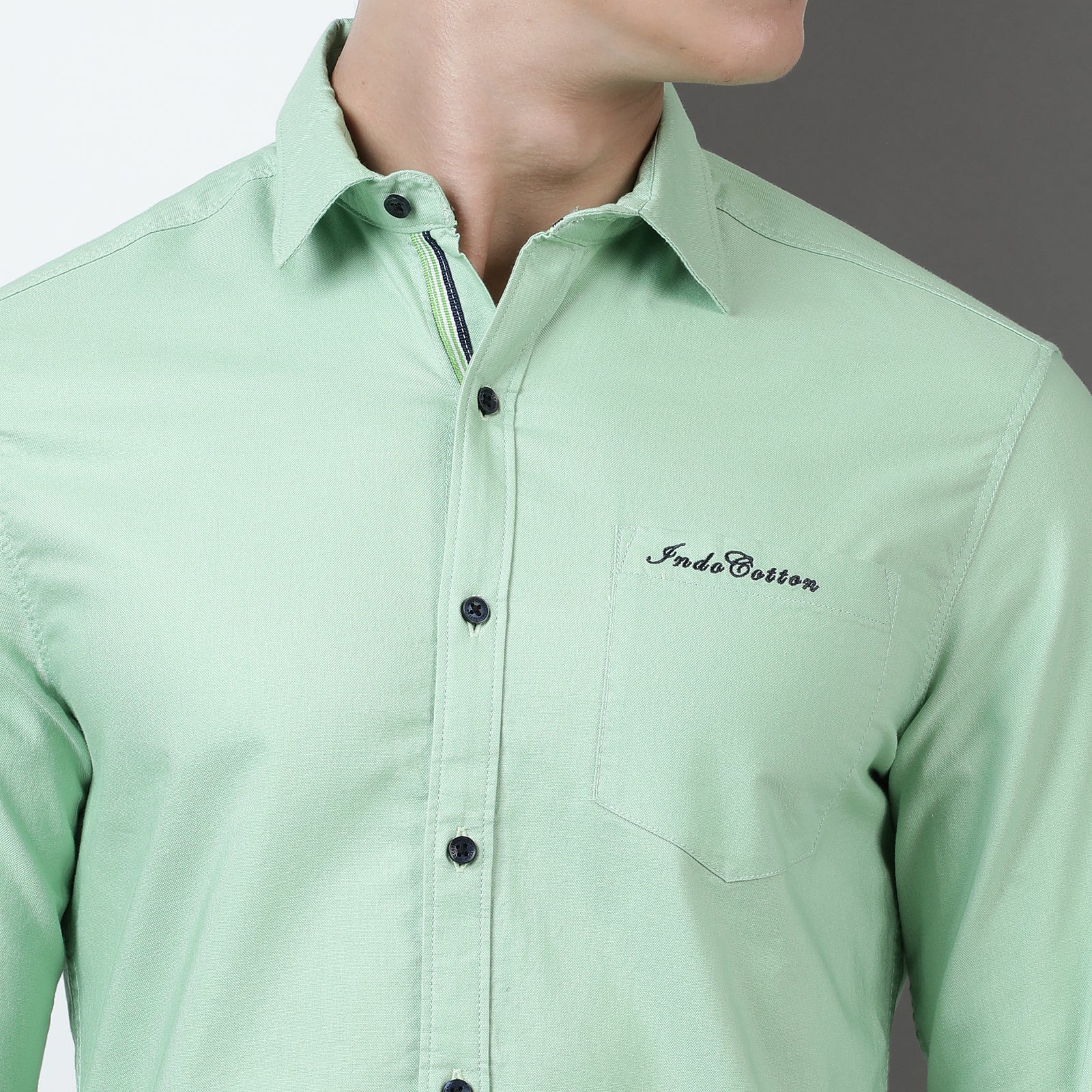 Green Solid Full Sleeve Shirt