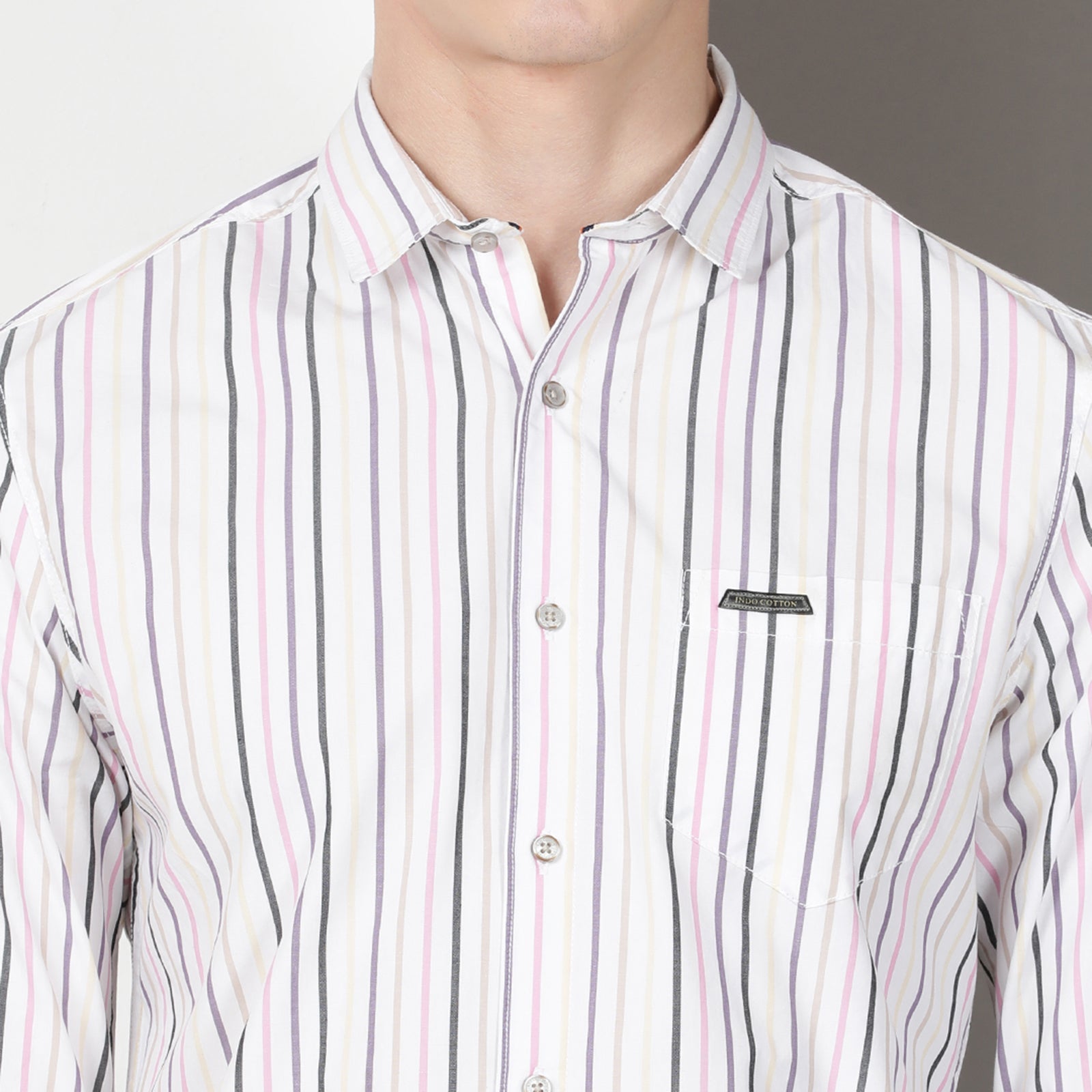 White Full Sleeve Striped Shirt