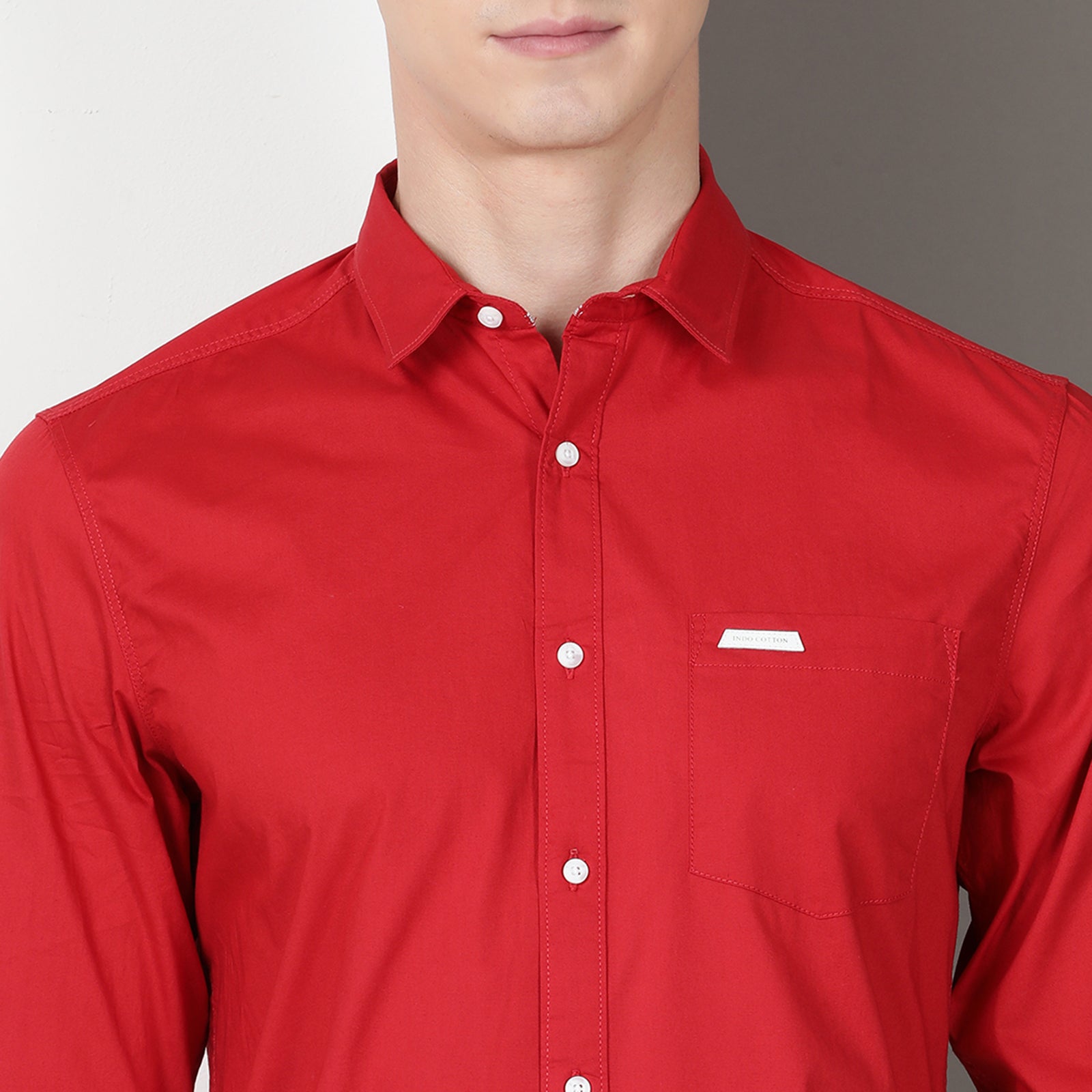 Red Solid Full Sleeve Shirt