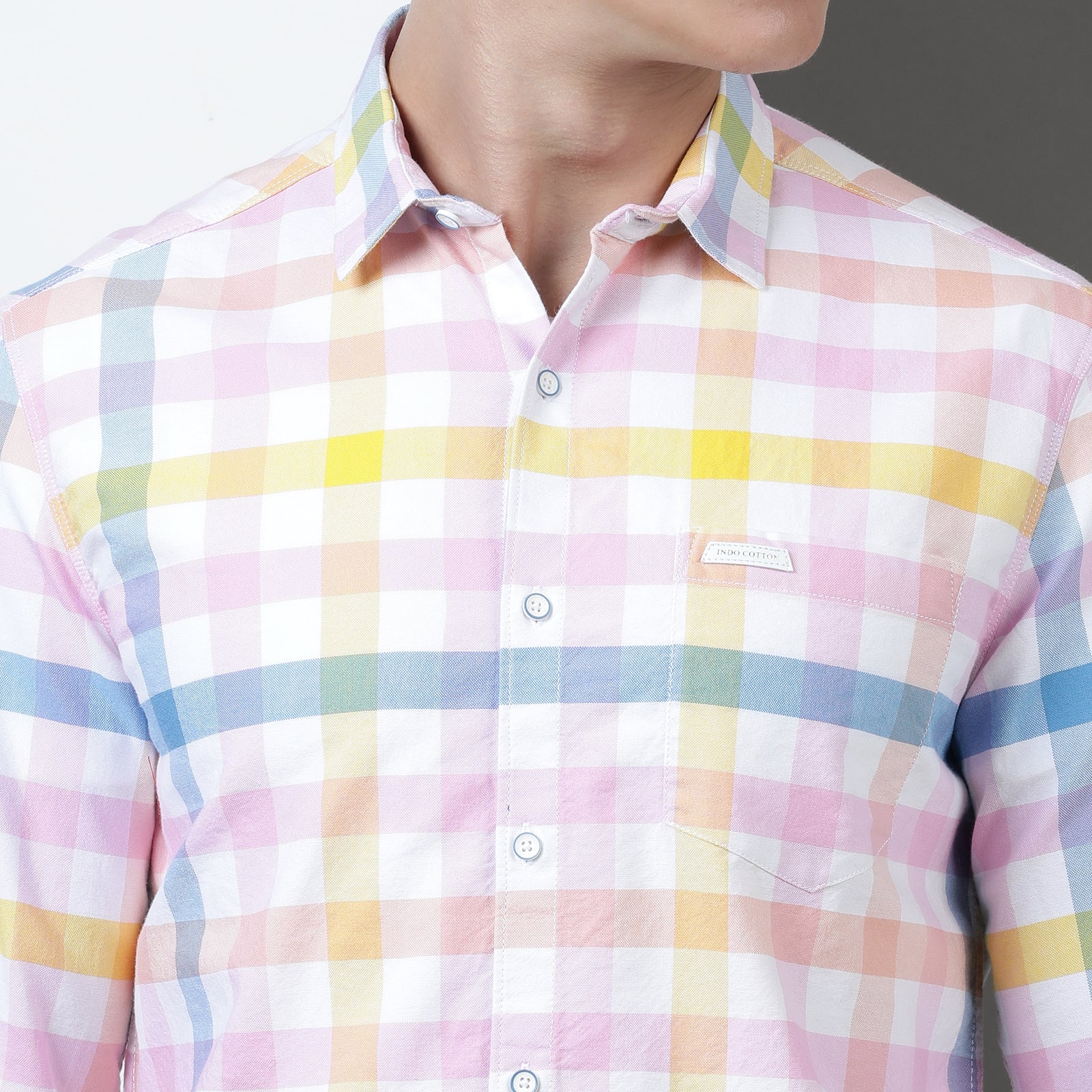 White Yarn Dyed Checks Full Sleeve Shirt