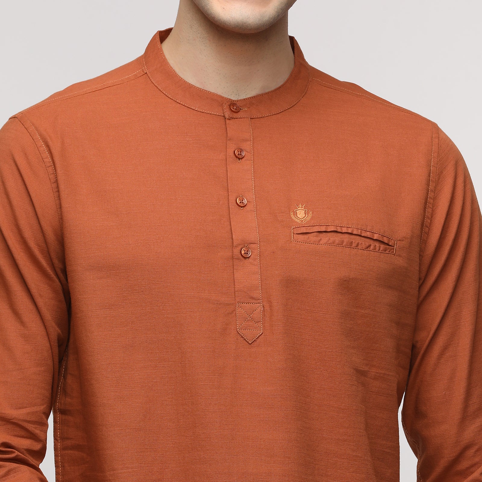 Men's Nutshell Solid Full Sleeve Short Kurthi