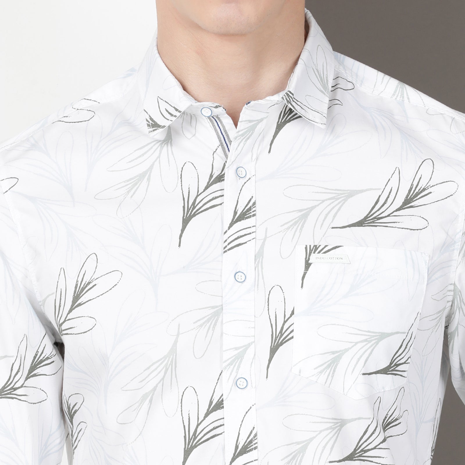 White Full Sleeve Floral Print Shirt