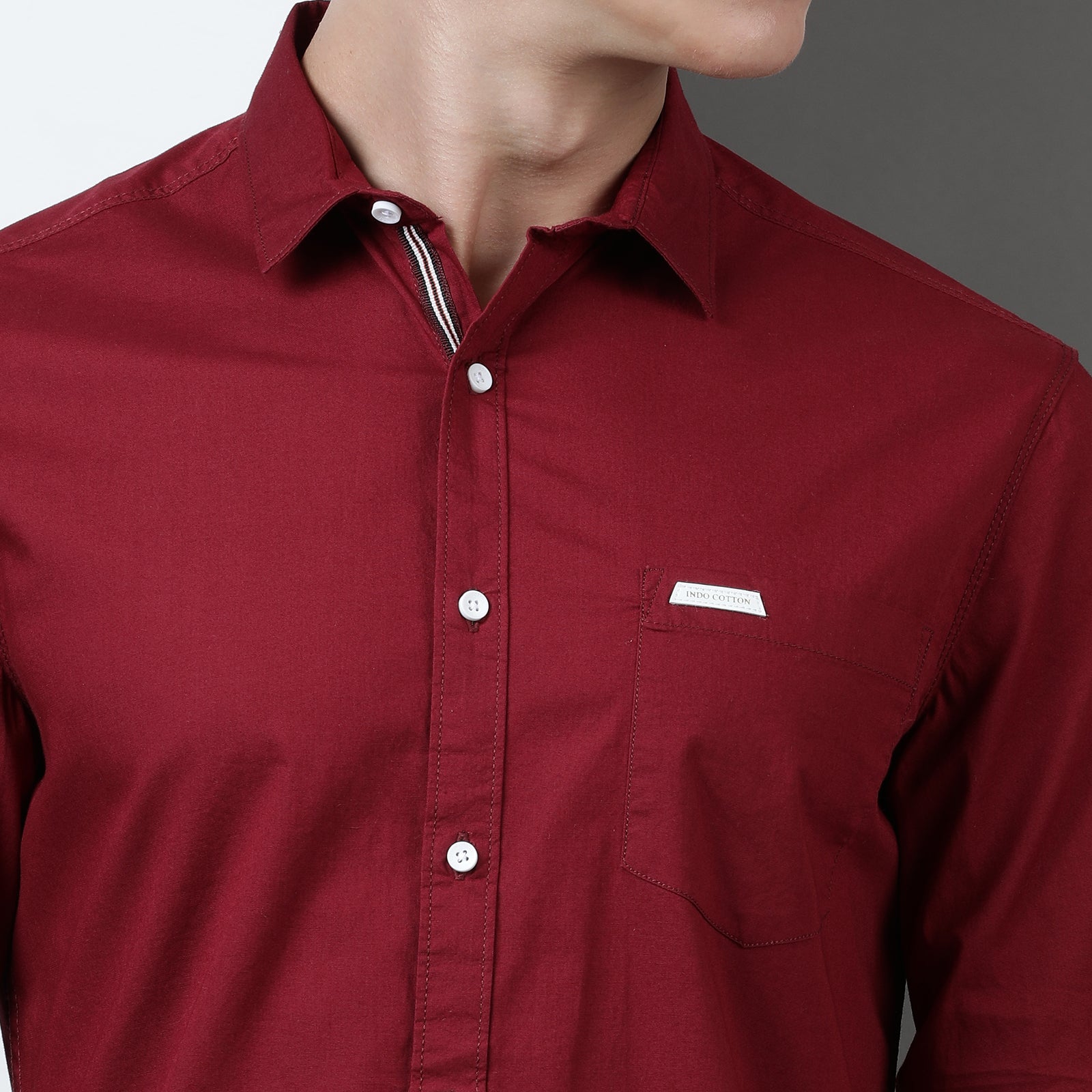 Tibetan Red Solid Full Sleeve Shirt