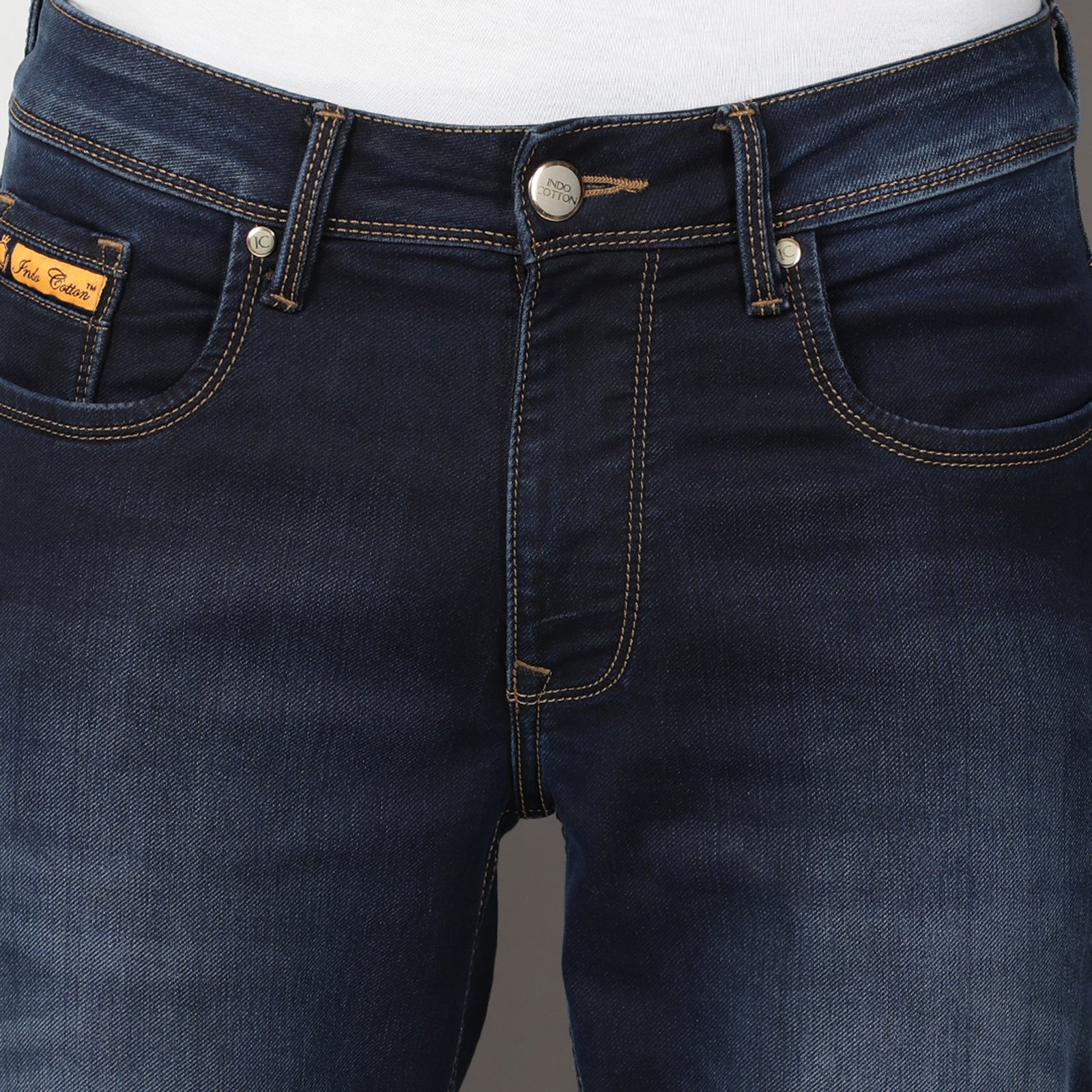 Light Wash Navy Midrise Slim Fit Jeans