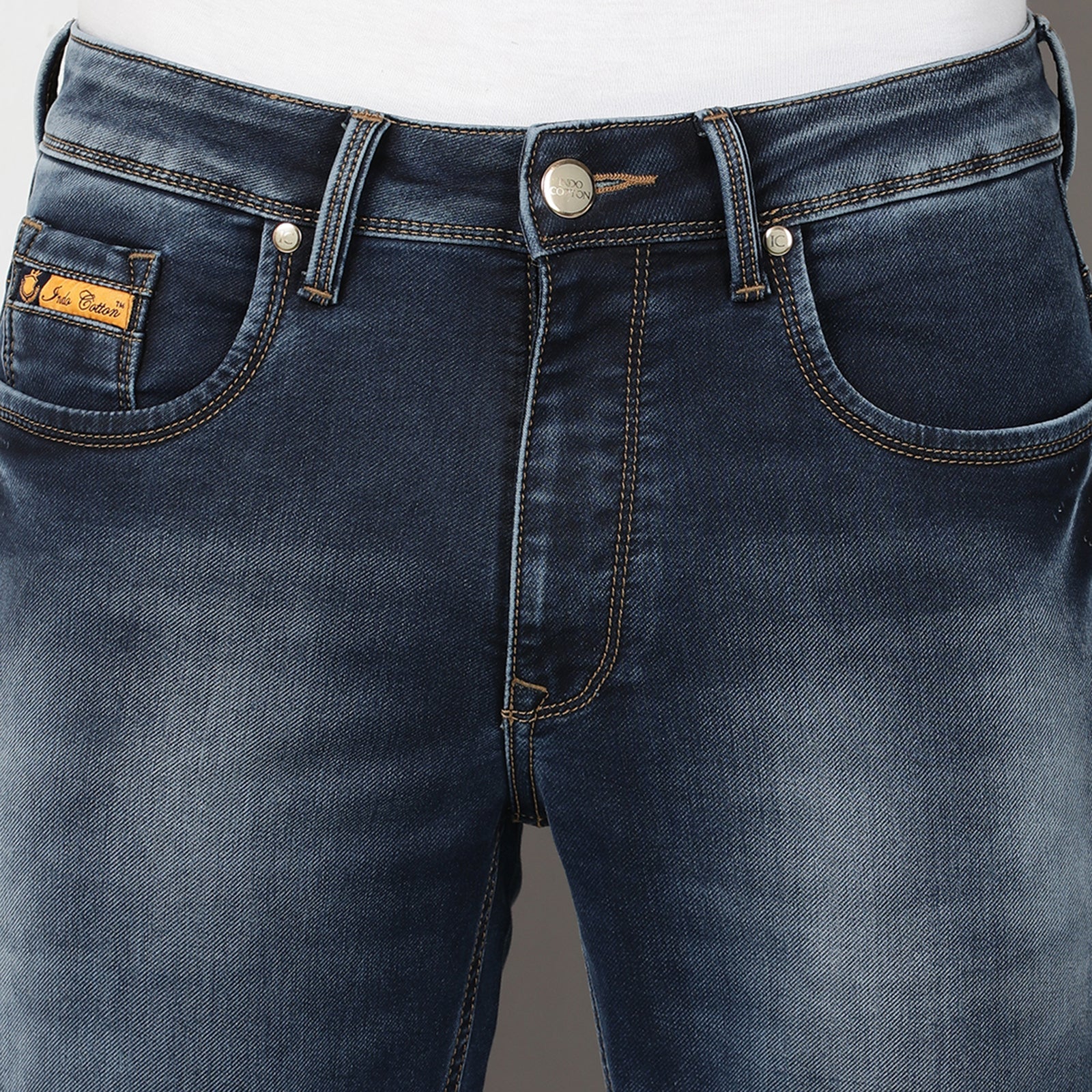 Mid Wash Navy Midrise Slim Fit Jeans