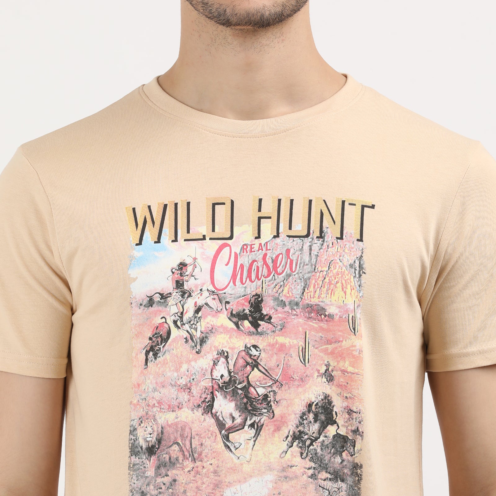 Honey Peach Wild Hunt Chase Graphic Print T-Shirt