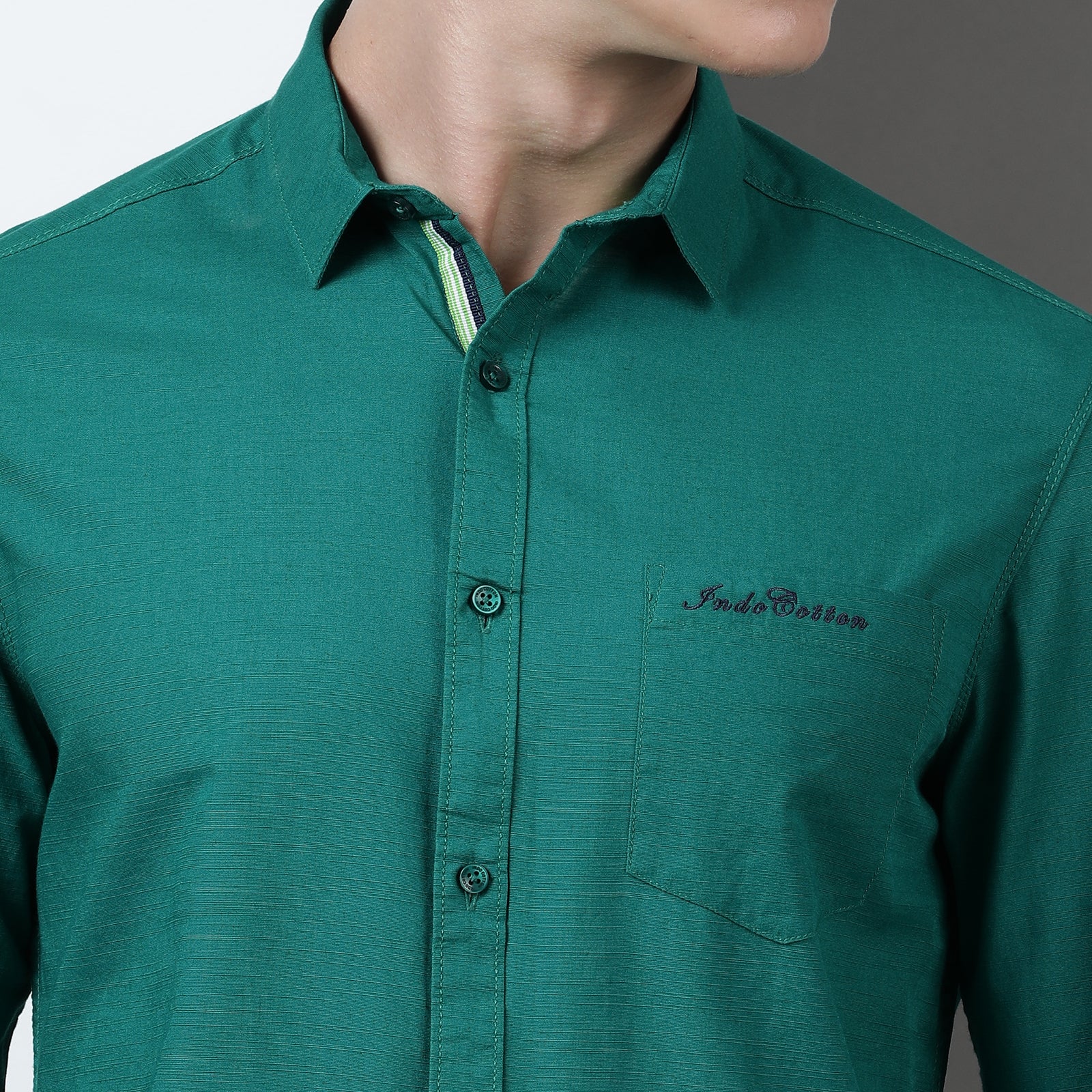 Green Solid Full Sleeve Shirt