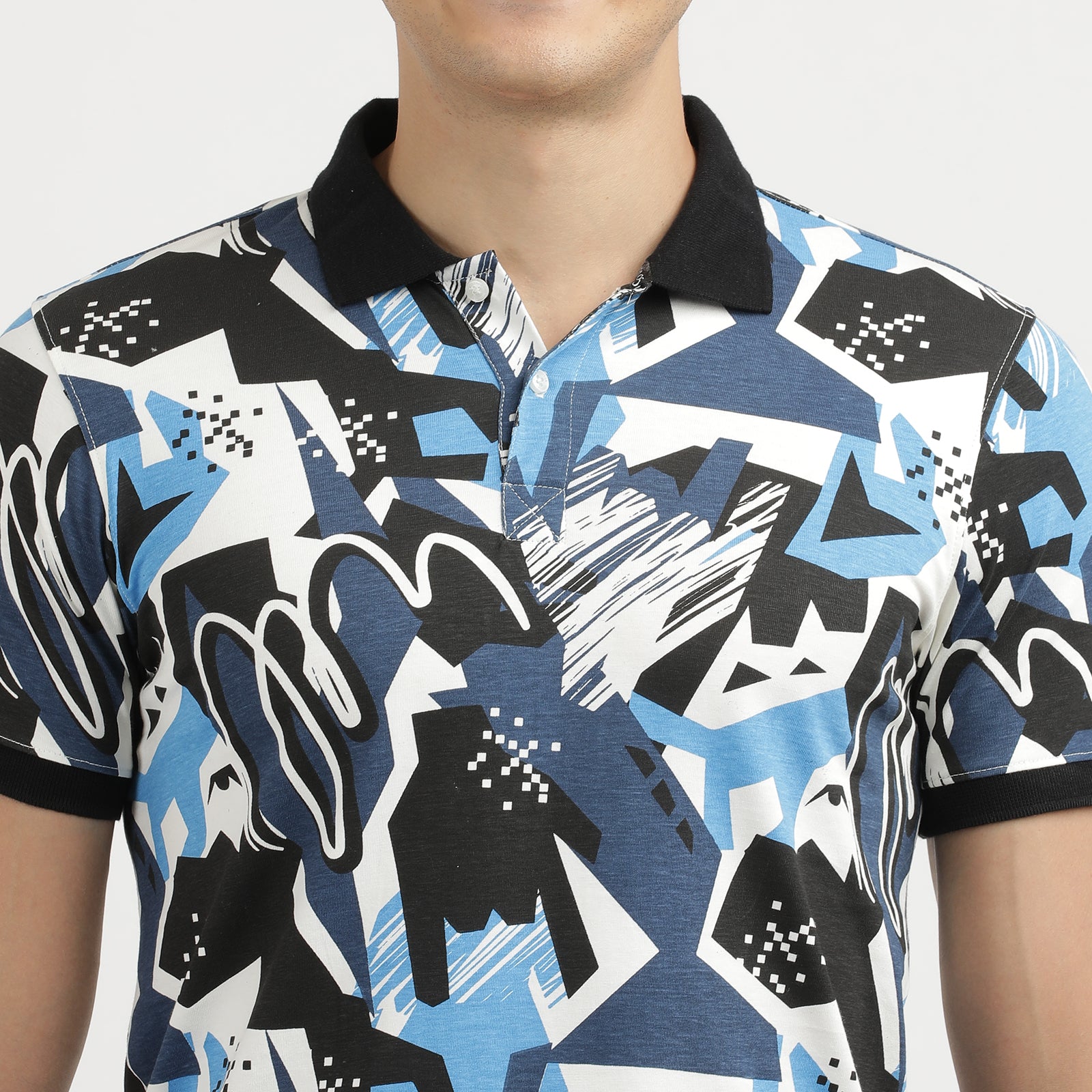 Men's Multi Colored All Over Printed Polo T-Shirt