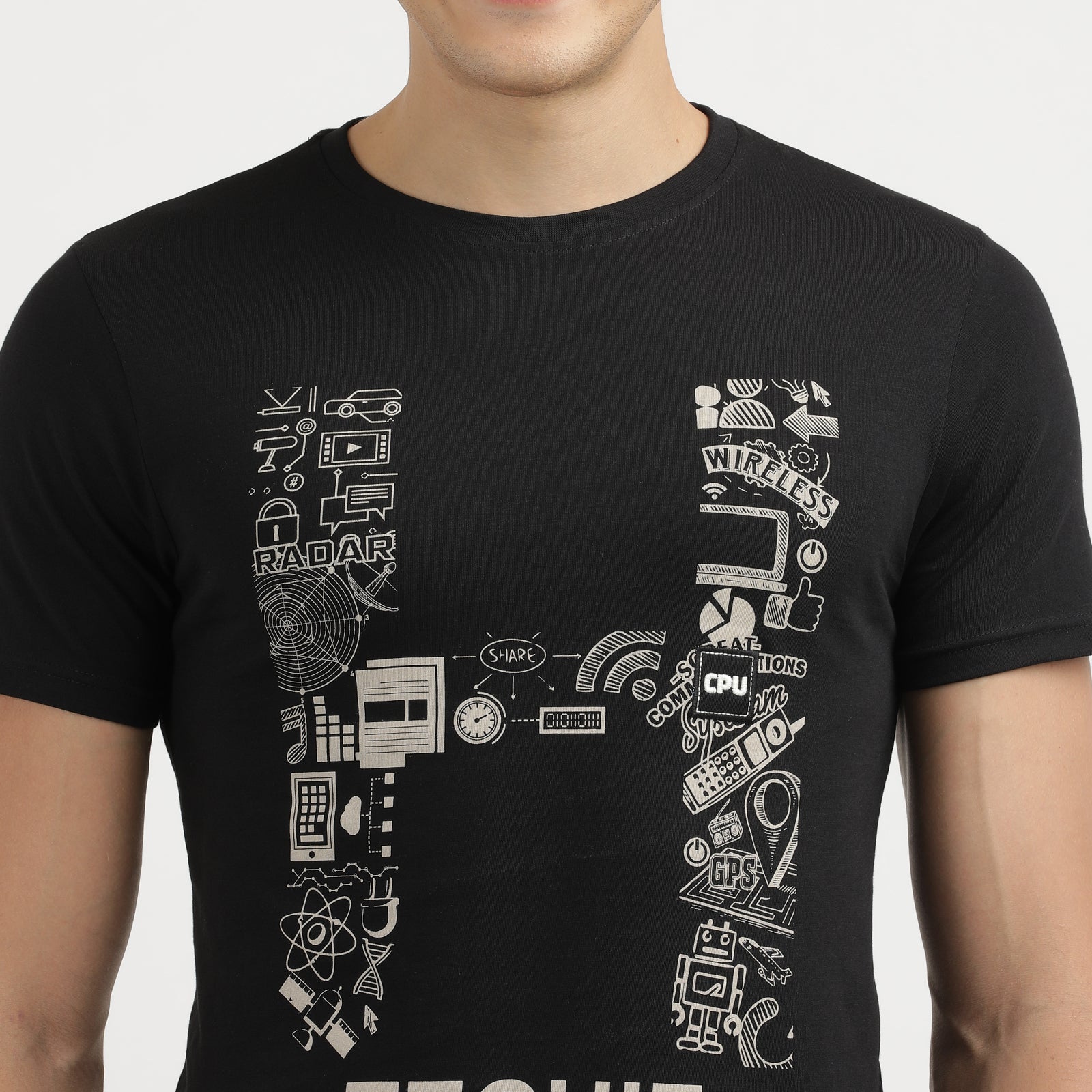 Techie Graphic Print Men's Crew Neck T-shirt