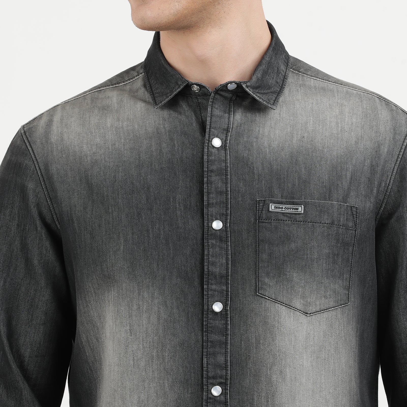 Men's Black Dark Washed Full Sleeve Casual Denim Shirt